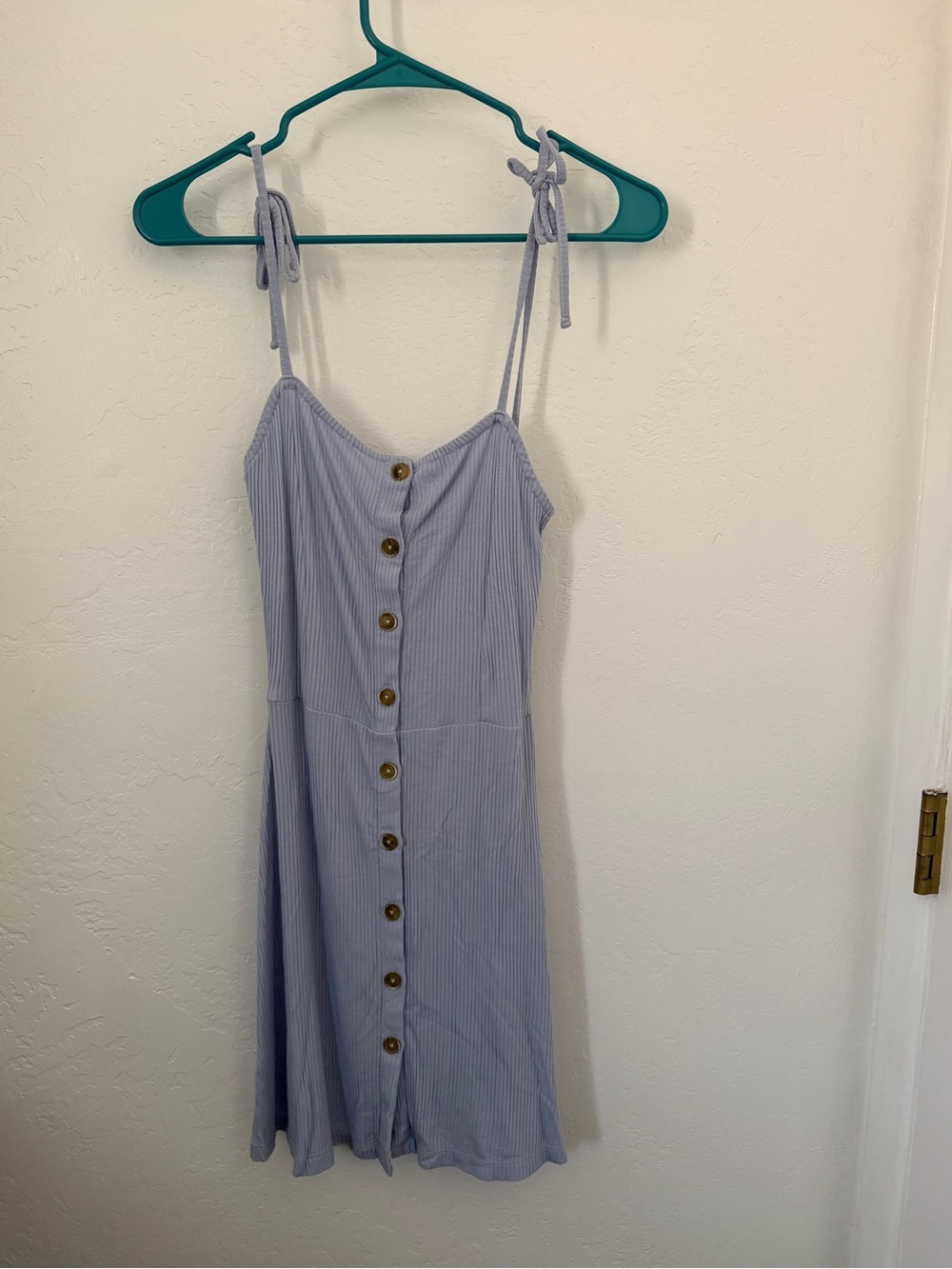 Topshop Light Blue Tie-Shoulder Button-Front Sundress